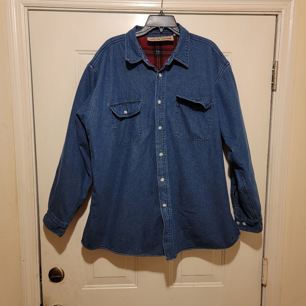 Mustang Authentic Brand Denim Shirt Lined Jacket. Size 2XL